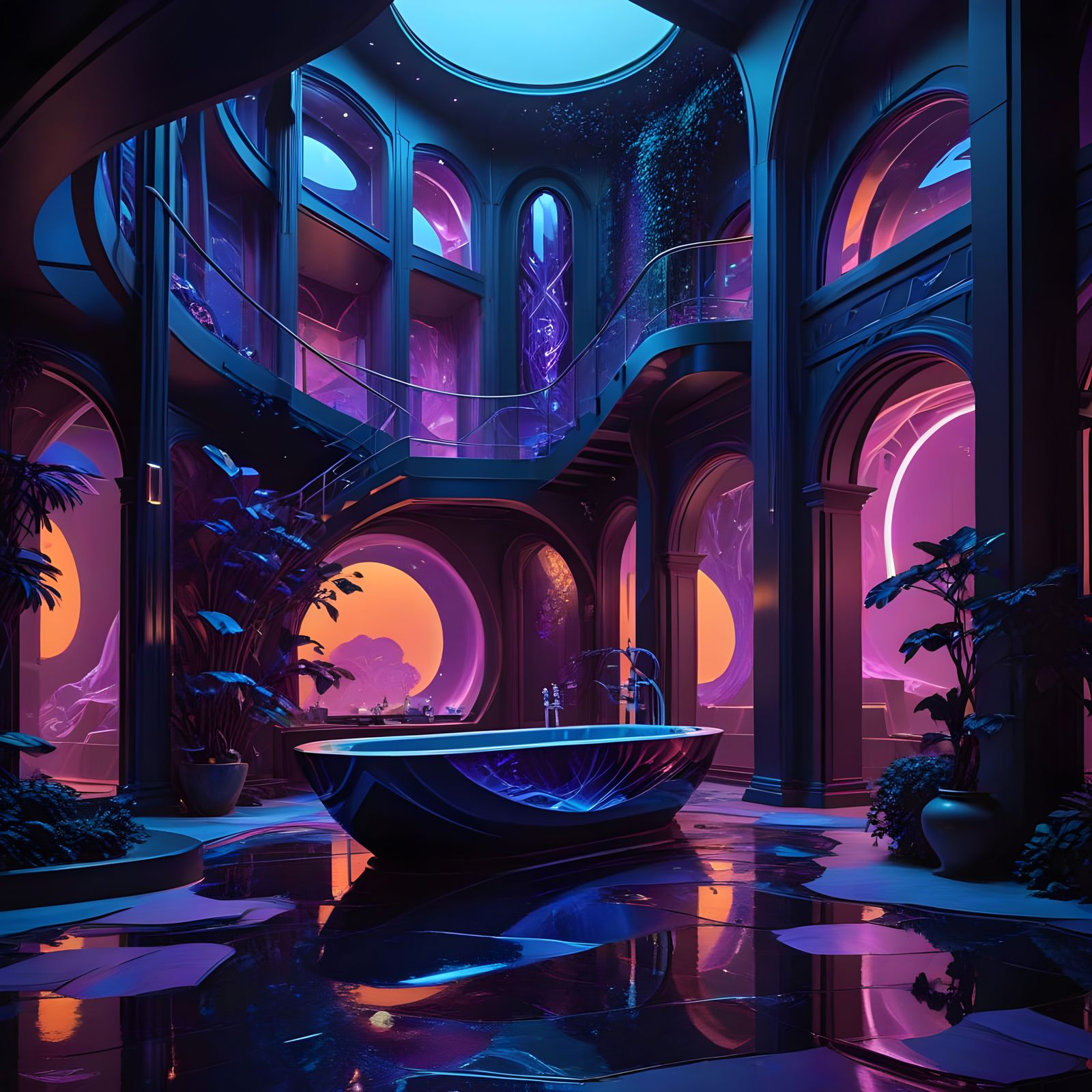 Abstract Escher-Inspired Diorama in Iridescent Colors