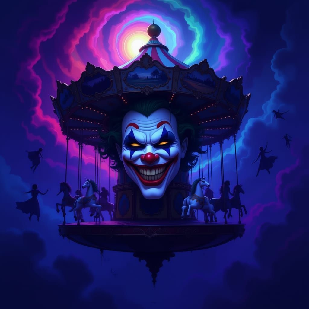 Melancholic Joker Carousel in Cosmic Void