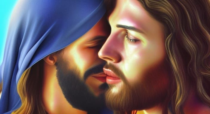 Jesus Christ and Woman: Hyperrealistic Splash Art