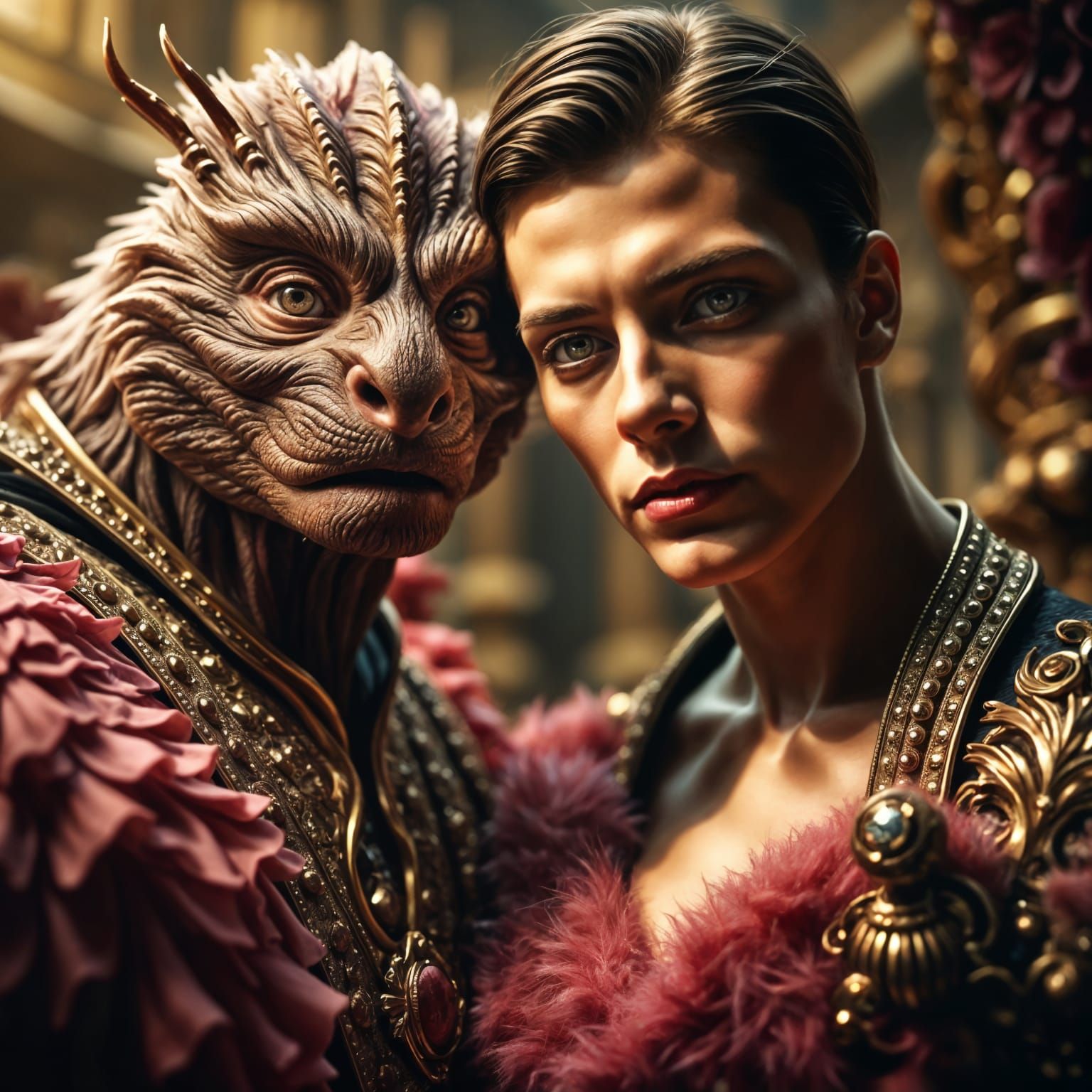 Handsome Prince Meets a Luminous Female Beast in a Vibrant B...