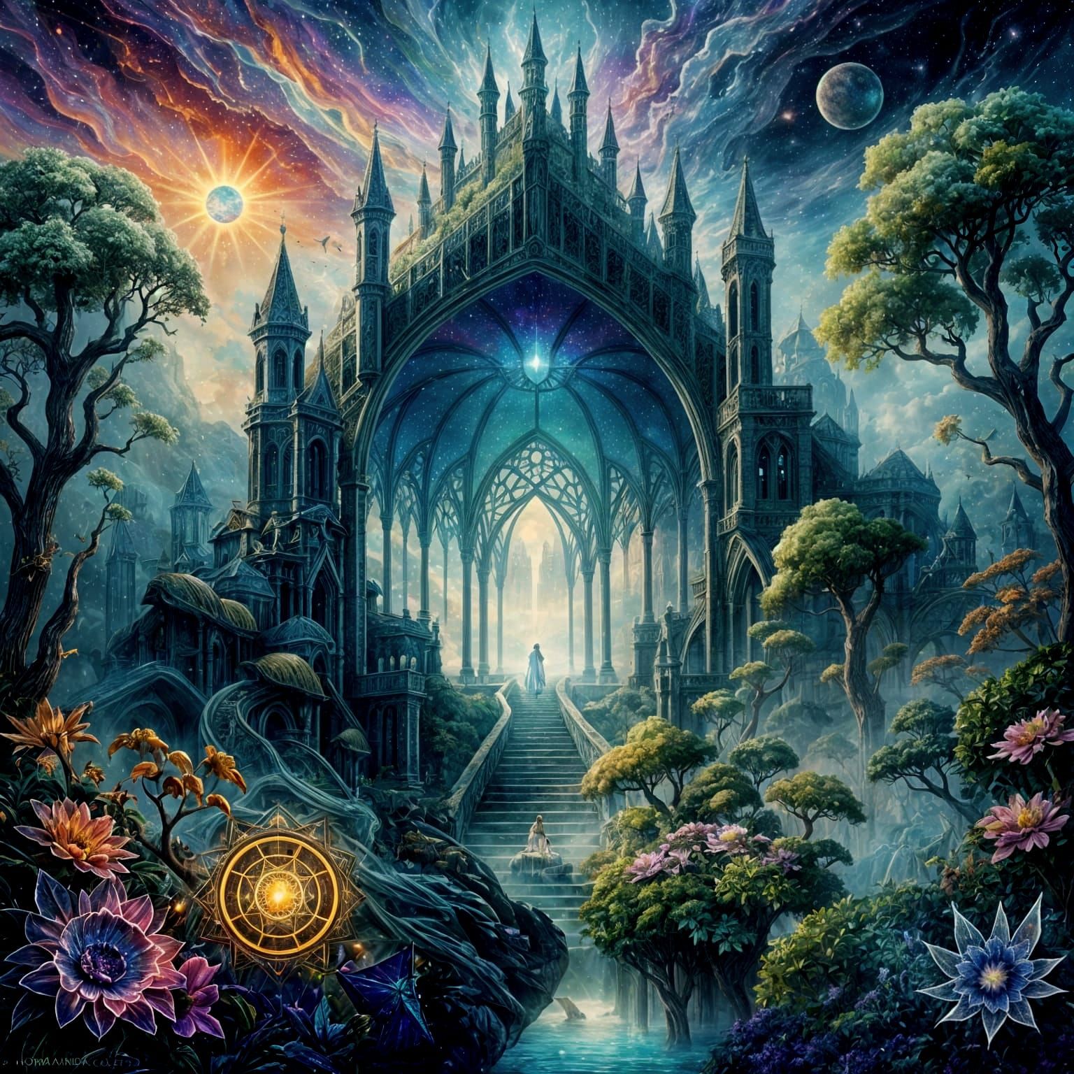 Camelot in Iridescent Mist: A Holographic Illustration