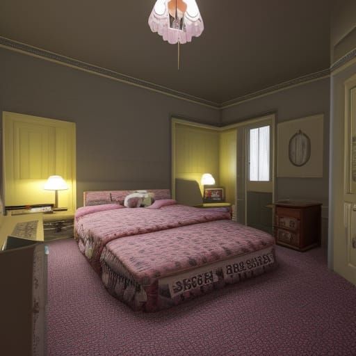 Eerie 90s Bedroom Scene in Hyperrealistic Style