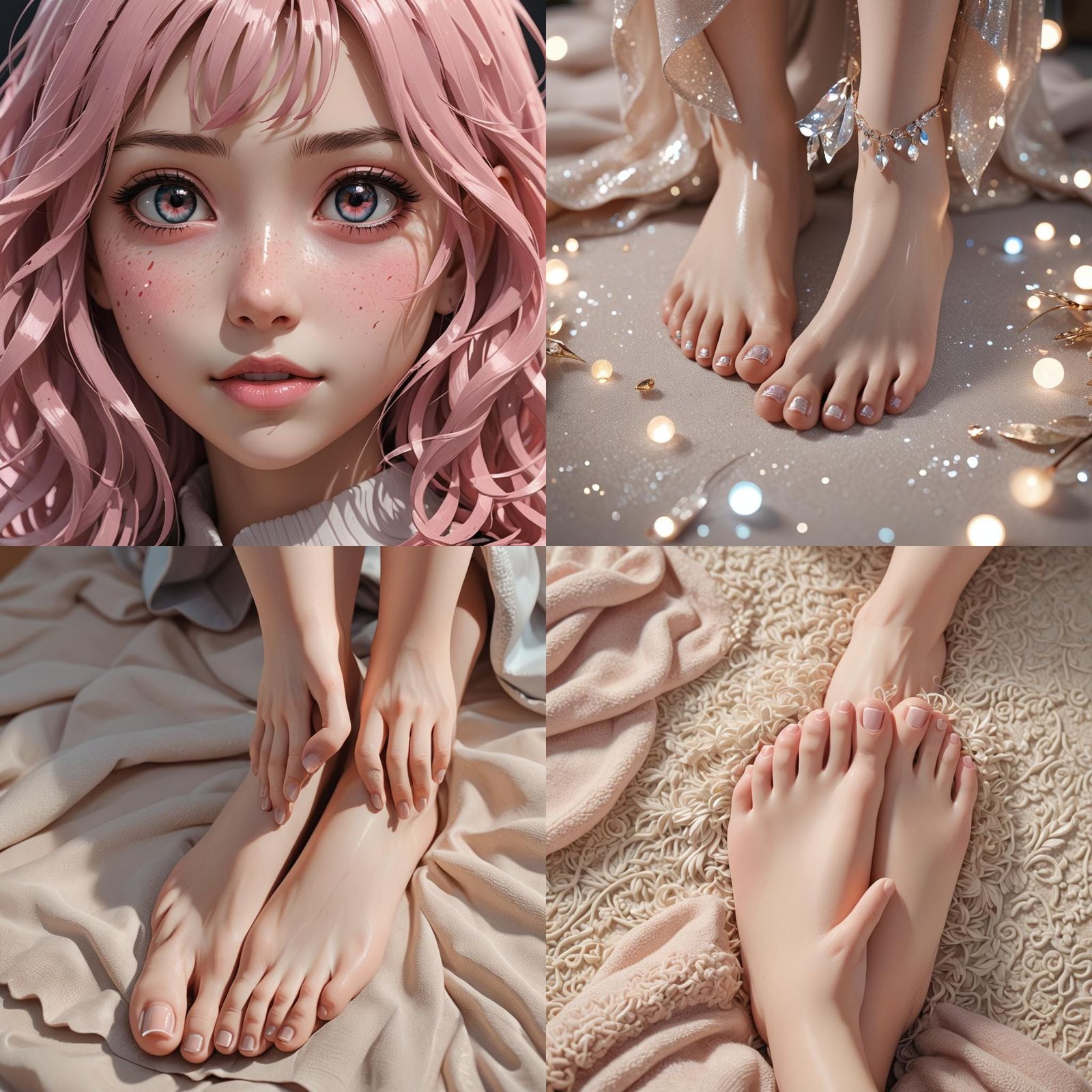 Anime Style Girl's Feet Close-Up in 3D