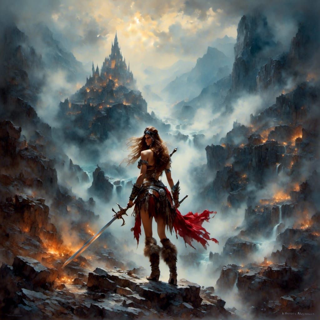 Fierce Barbarian Woman Ready for Battle