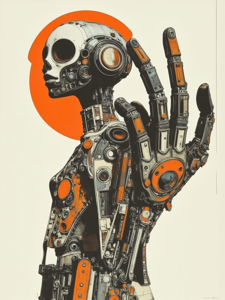 Chrome Exoskeleton Hand: Futuristic Industrial Design