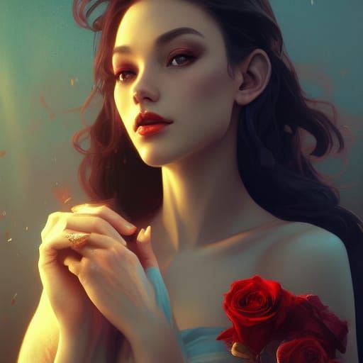 Rose Portrait in Art Nouveau Style