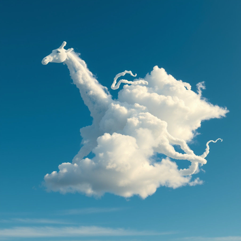 Giraffe and Elephant Clouds in Hyperrealistic HDR