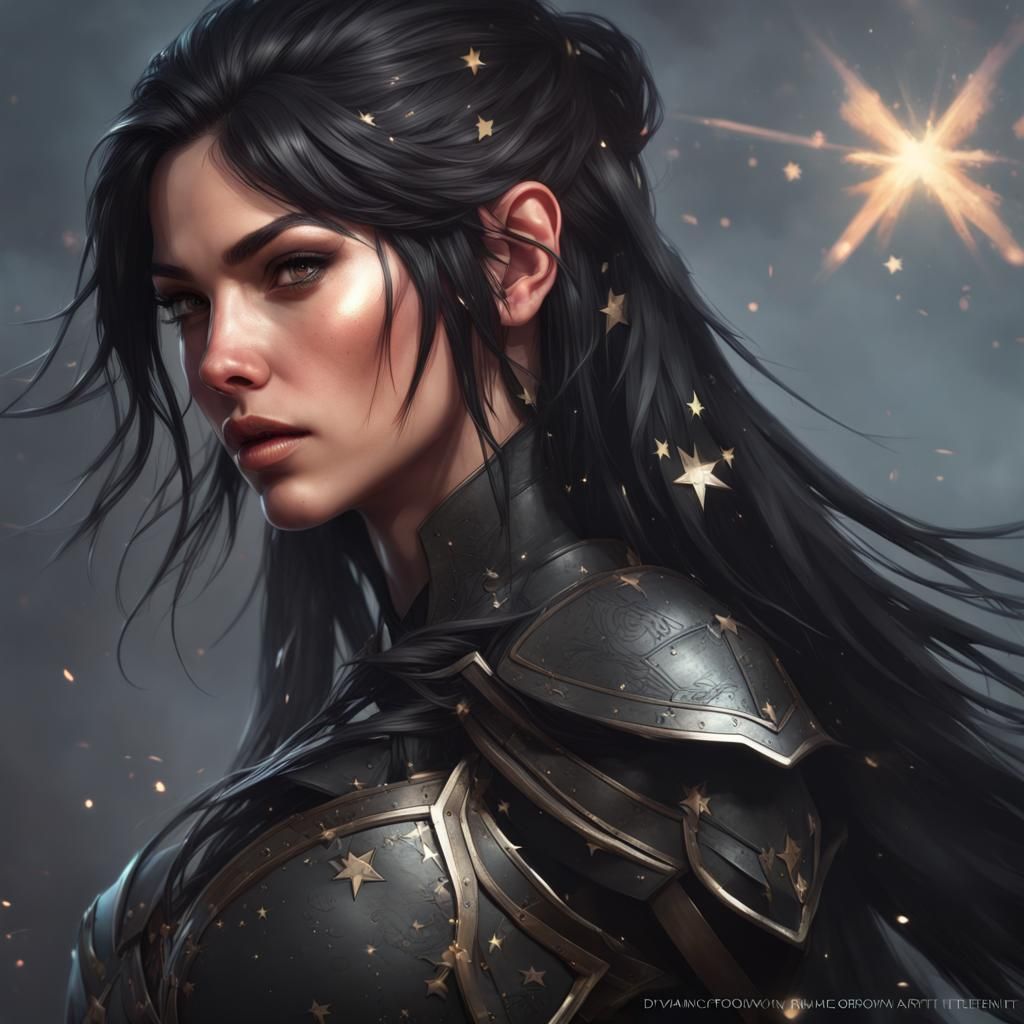 Star-Eyed Warrior: Detailed Portrait in Fantasy Art Style