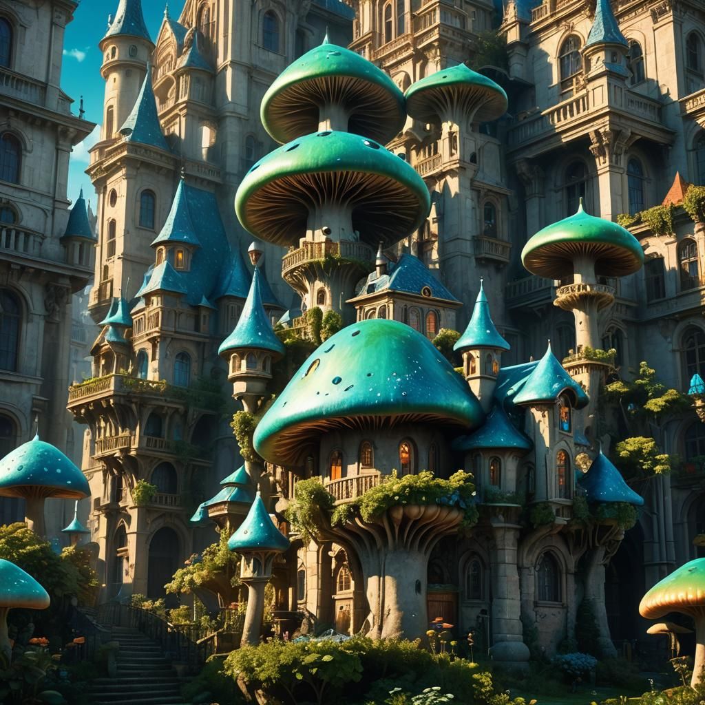 Baroque Mushroom Landscape: Fantasy Concept Art