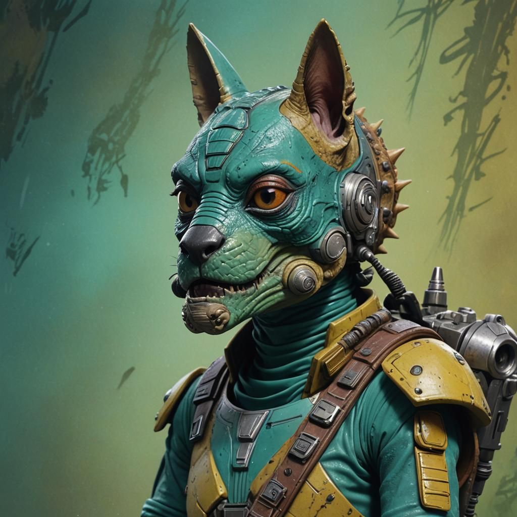 Teal Hybrid Creature in Hyperrealistic Style