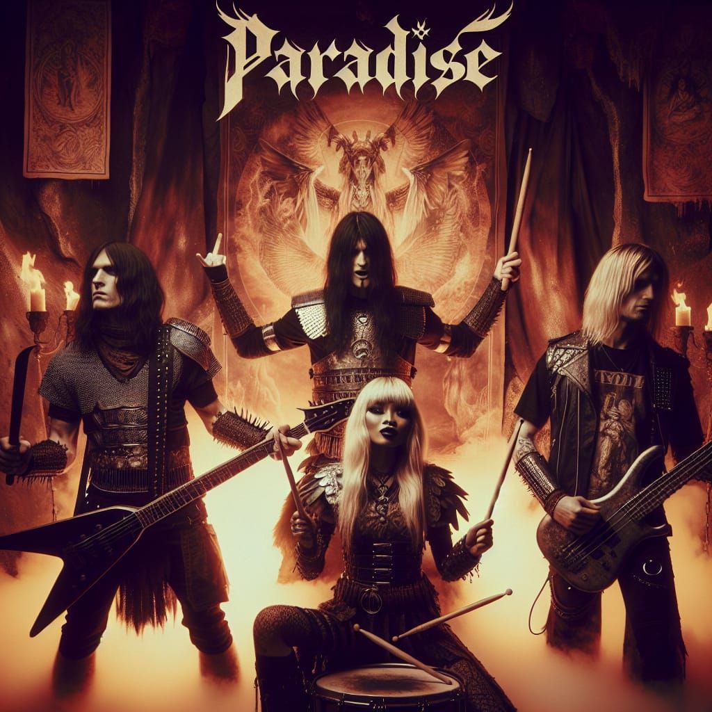 Interracial Heavy Metal Band Performs in Fiery Darkness