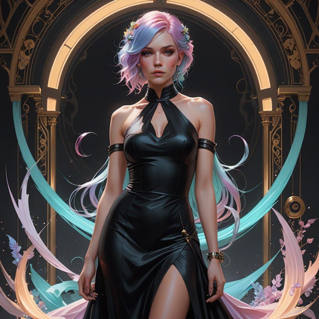 Ethereal Goddess in Pastel Hues and Triadic Colors Concept A...