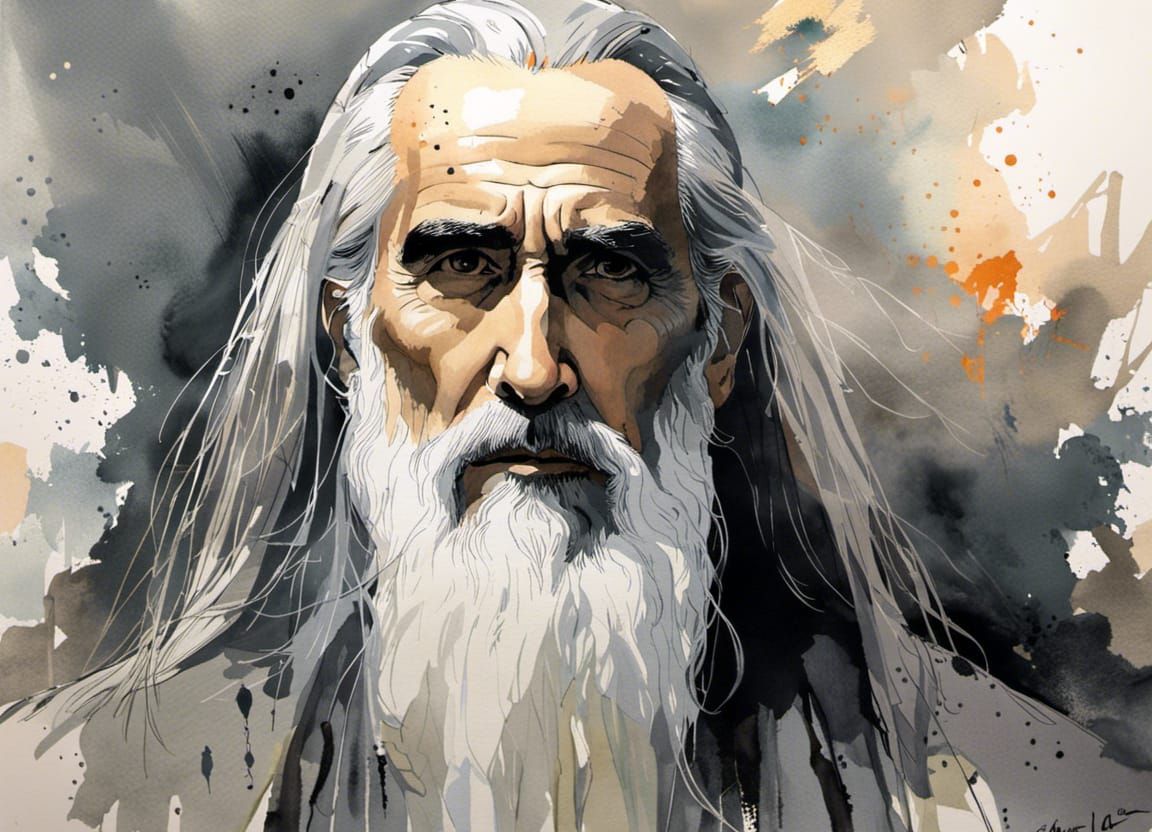 Saruman as Watercolor Illustration
