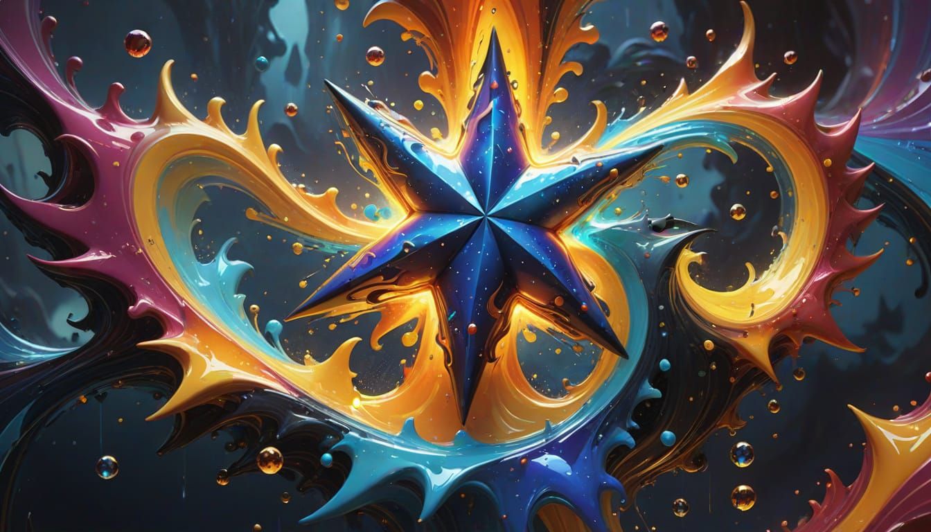 Surreal Five-Pointed Star in Dreamy Oil Painting Style