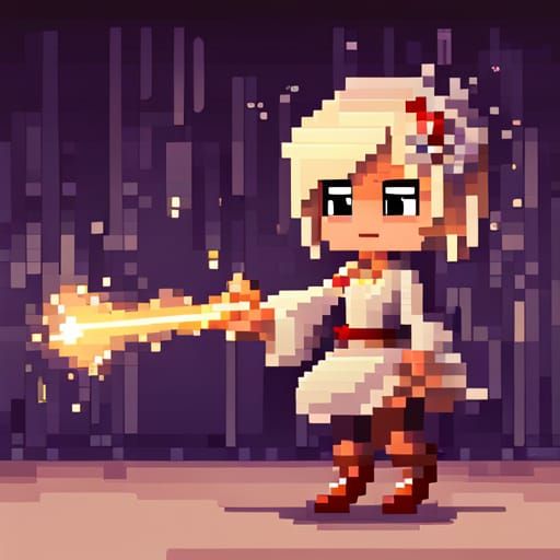 Cute Girl Casting Magic: Pixel Art Sprite