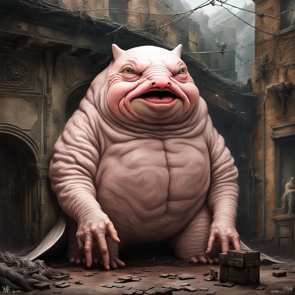 Surreal Blobfish Batman Digital Horror Art