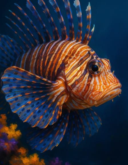 Vibrant Lionfish: A Detailed Digital Painting