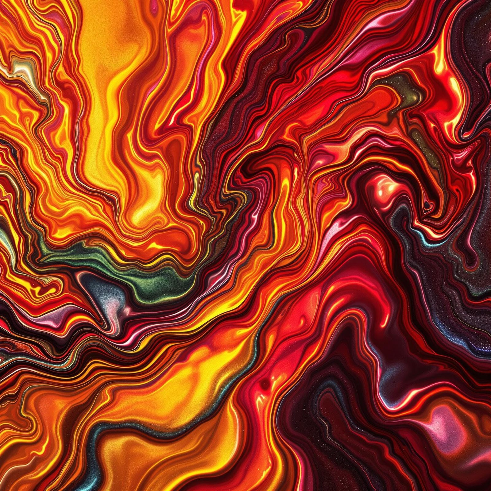 Liquid Metal Autumn Abstract in Futuristic Style