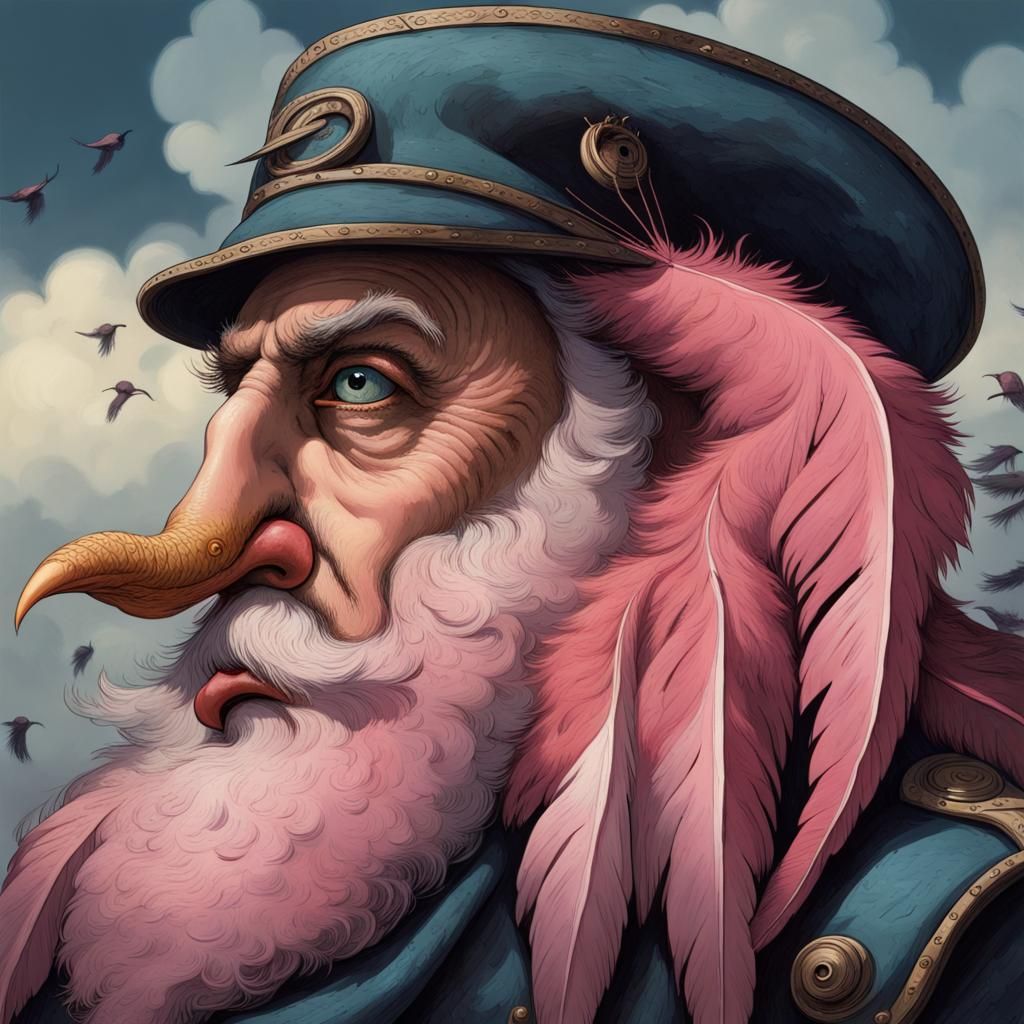 Birds Compete in Beard Contest: Grotesque Fantasy Art