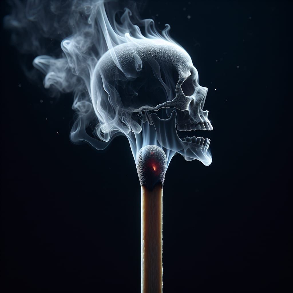 Extinguished Matchstick Skull: Octane Render Photograph