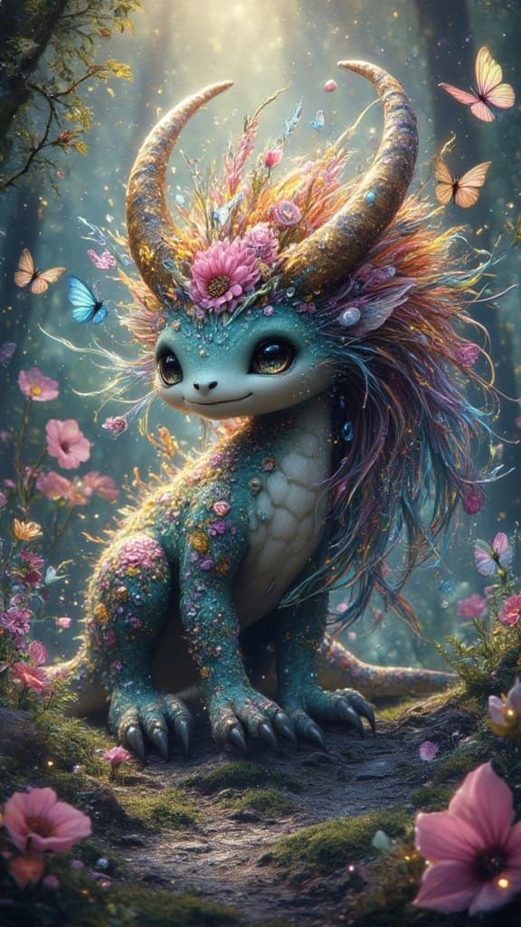 Fierce Bak Beast in Pastel Fantasy Forest