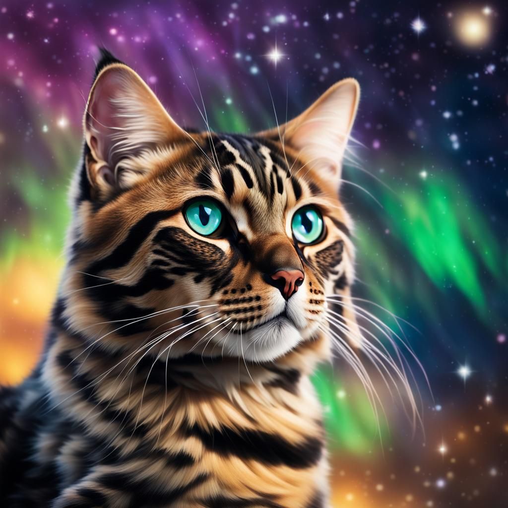 Anime Artwork of a Cashmere Bengal Cat