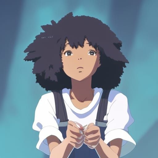 Anime Style Portrait of a Black Woman