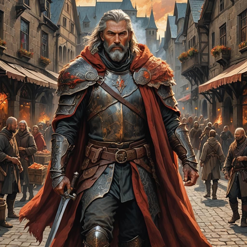 Medieval Fantasy Warrior in Steel Armor