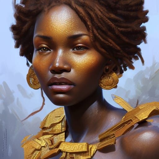 Nigerian Princess Bronze Portrait in Digital Art