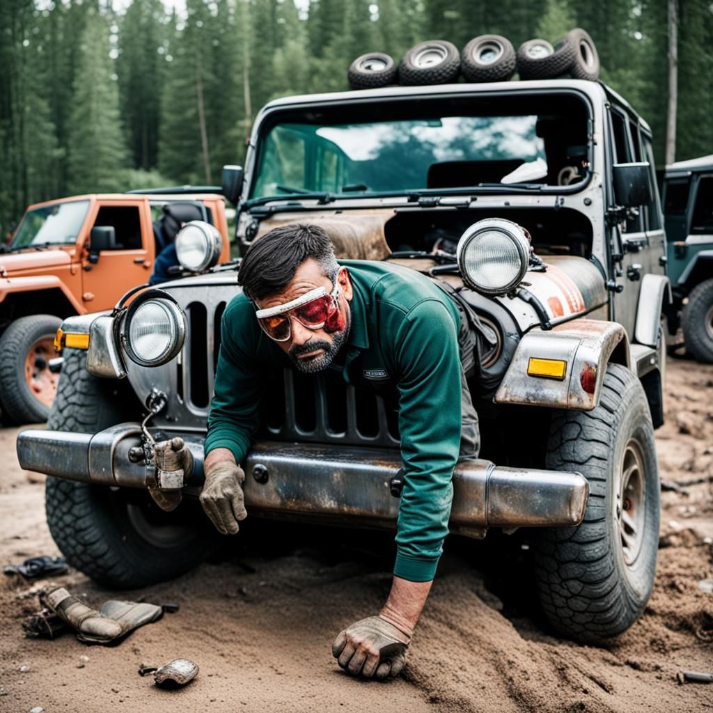 Mechanic Under Jeep Suffers Oil Accident