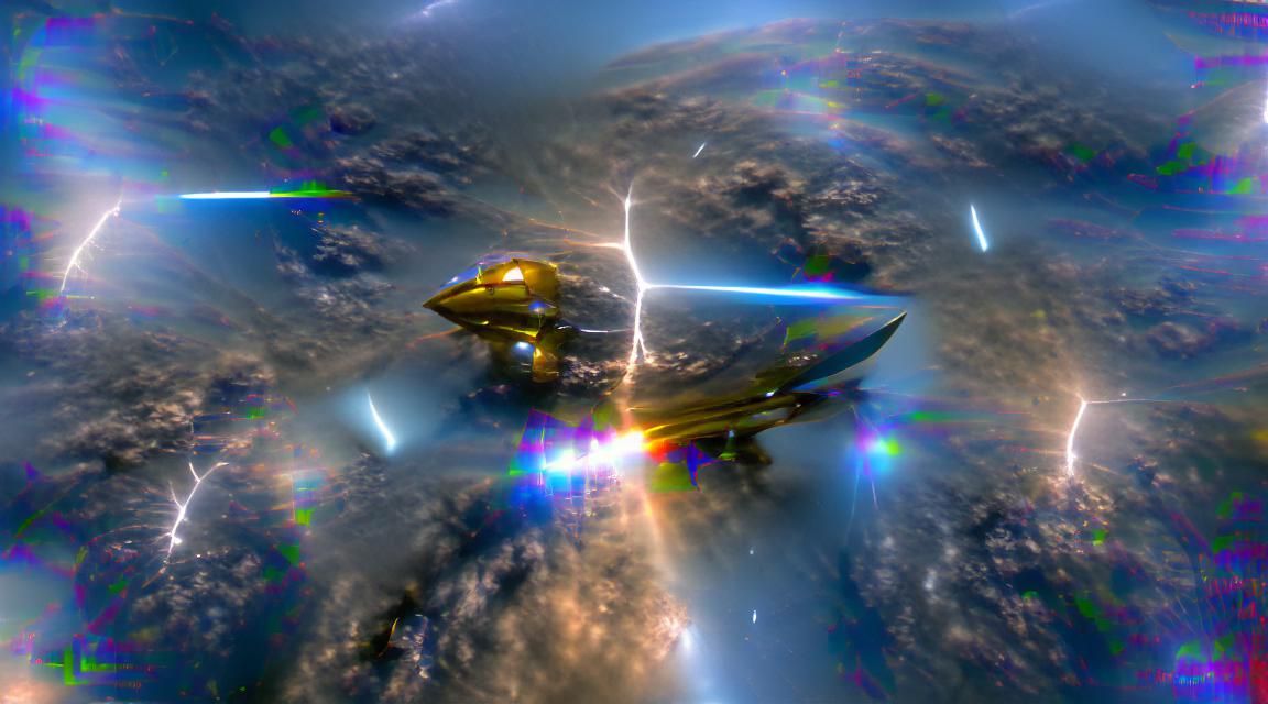 Spaceship Struck by Lightning in Geometric Space
