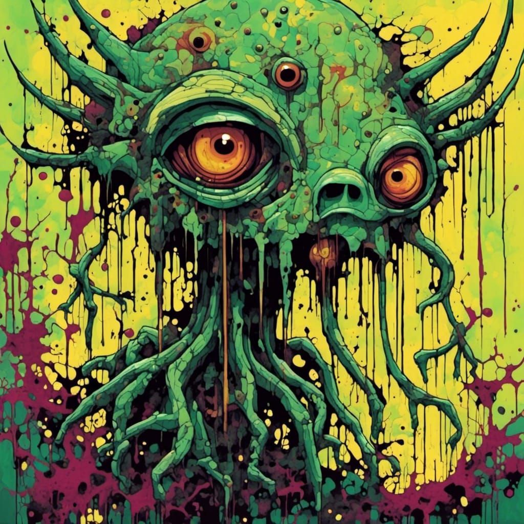 Toxic Myconid in Abstract Forest Art