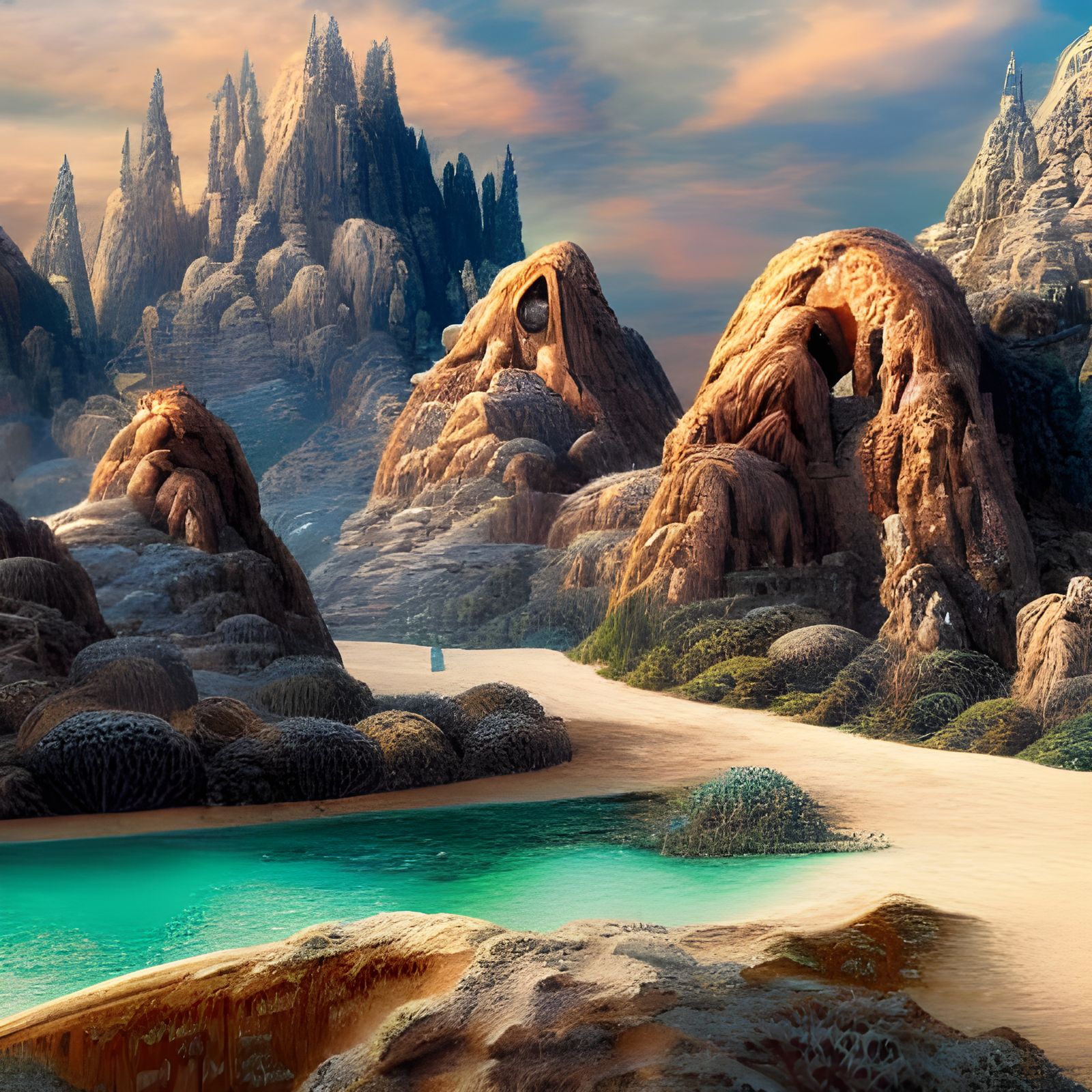 Serene Sand Landscape in Hyperrealistic Style