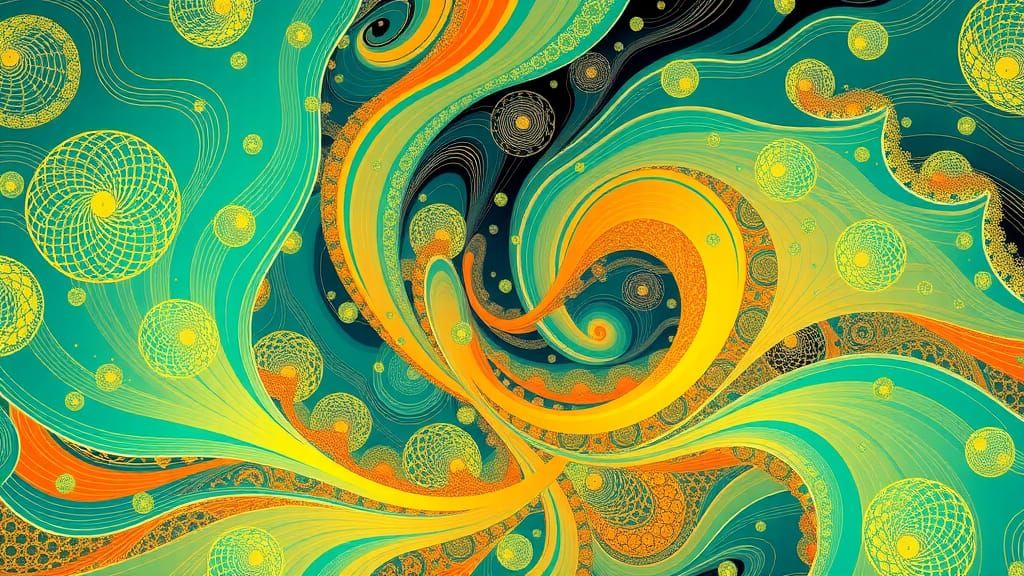 Abstract Surreal Teal and Orange Wind Design