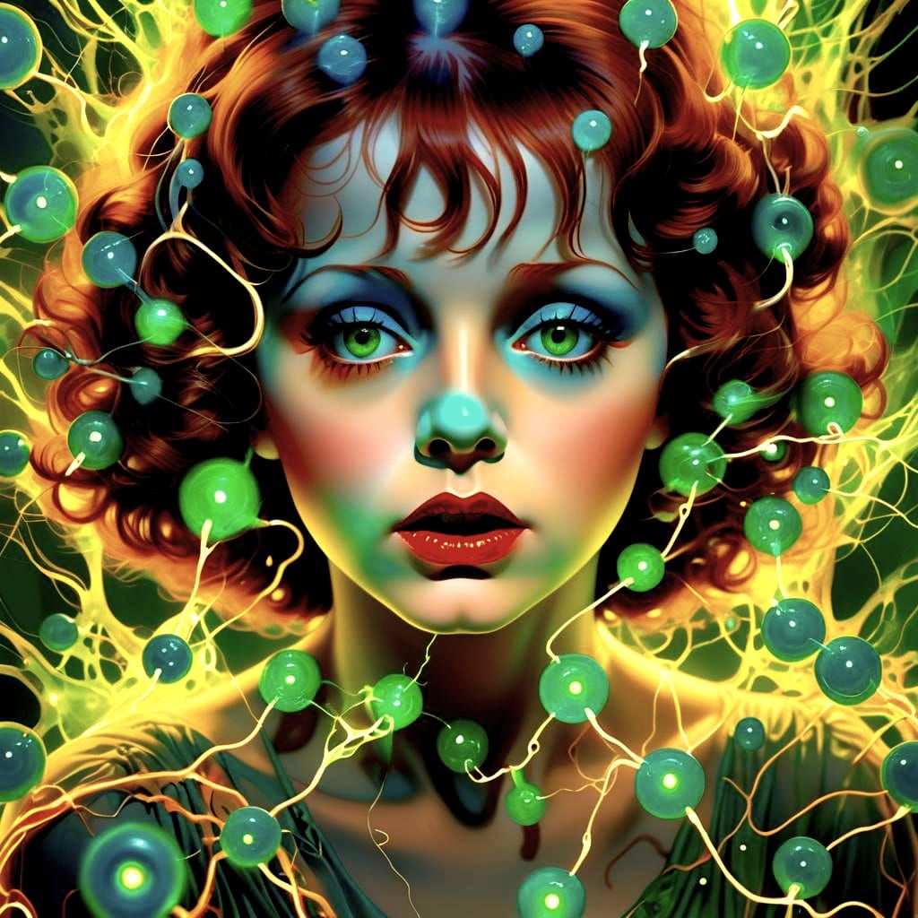 Surreal Portrait: Ghost Electricity in a Woman's Face