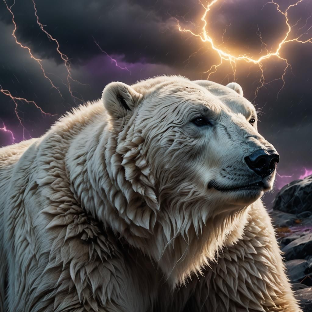 Polar Bear Fur Illuminated by Evening Sun