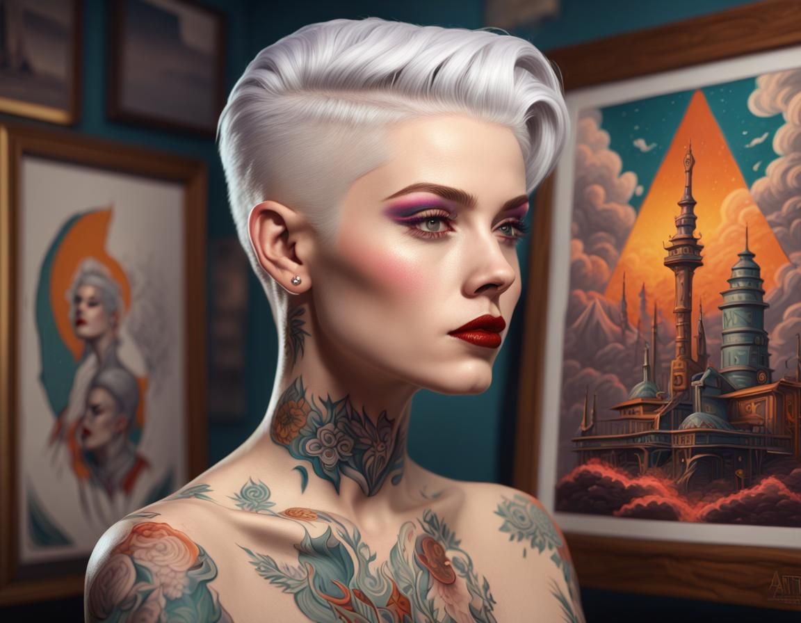 Artist Painting Self-Portrait in 1950s Style