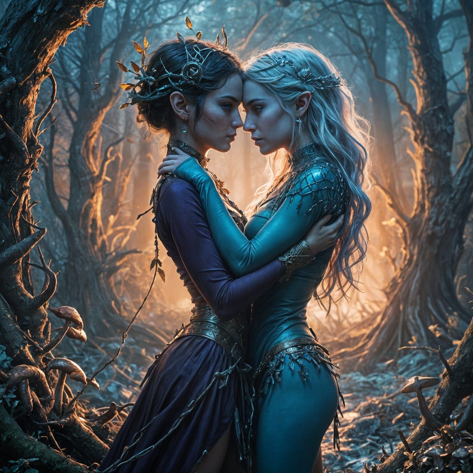 Fantasy Art of Elf and Human Lovers