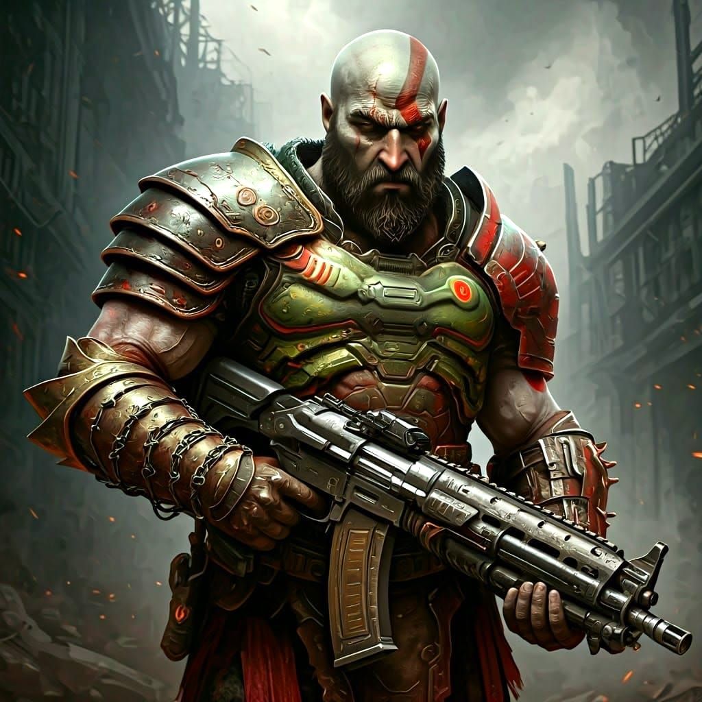 Kratos as Doom Slayer, a Digital Mashup