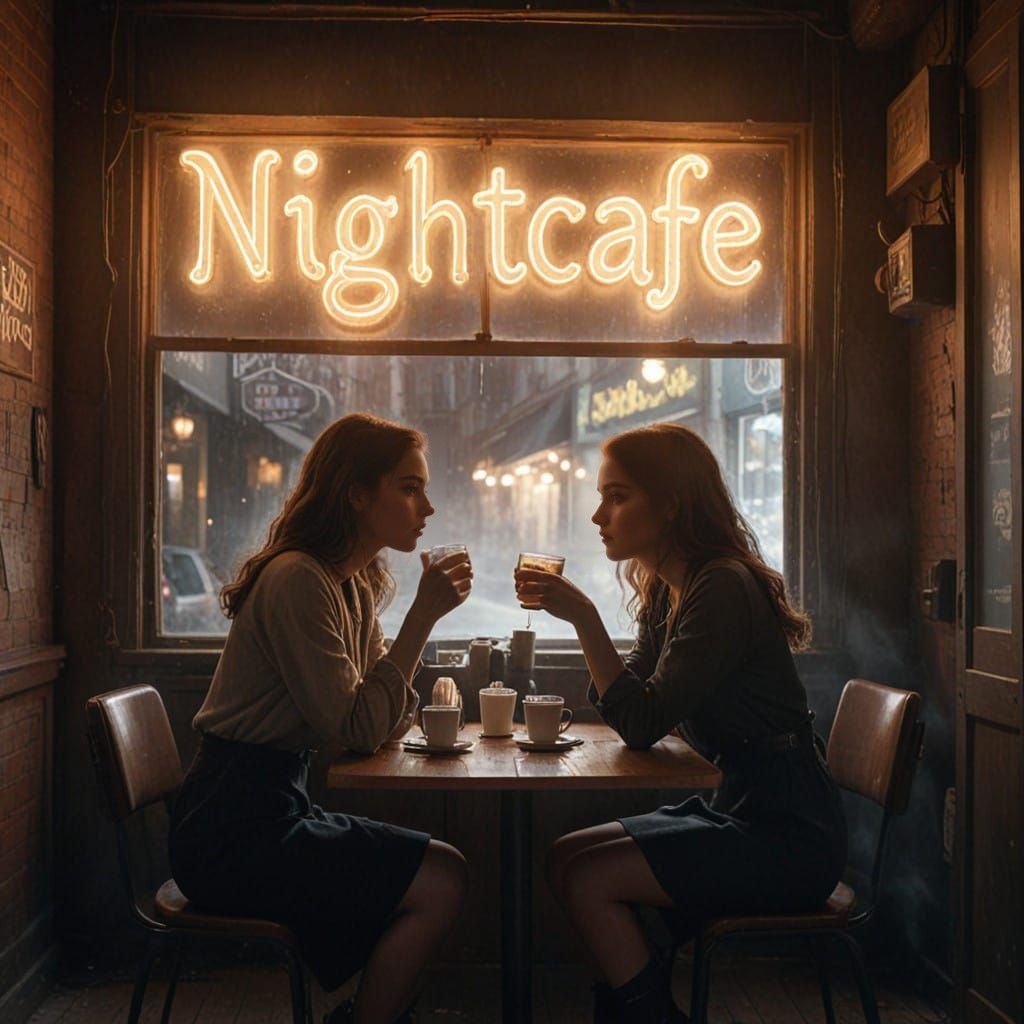 Cozy Café Scene in Ethereal Atmosphere