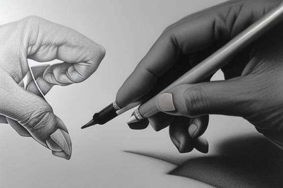 Realistic Pencil Drawing of Interlocked Hands