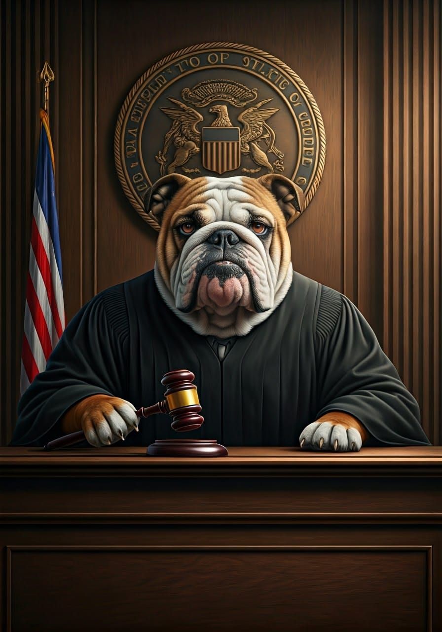 Surreal Justice: A Photorealistic Judge Bulldog