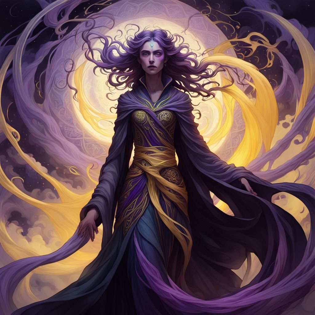 Ethereal Figure Merging with Vortex in Dark Fantasy Art