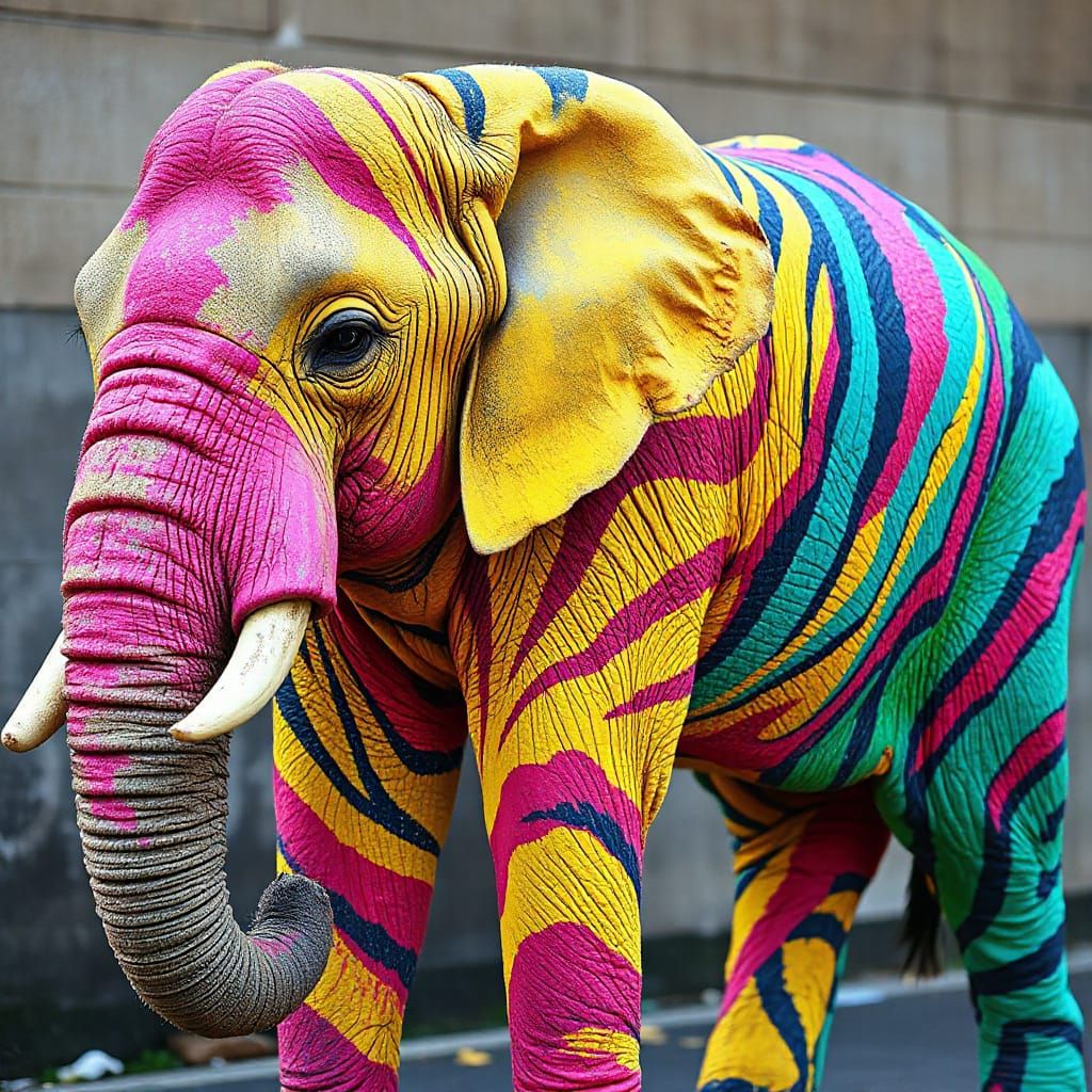 Vibrant Elephant Street Art