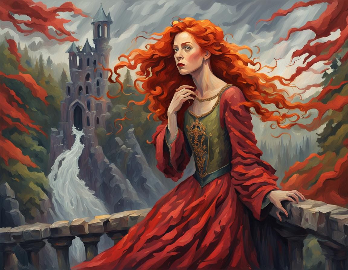 Red-Haired Woman in Distress: Fauvist Portrait