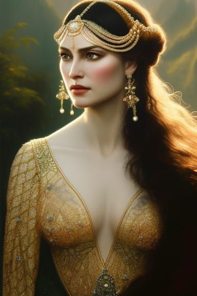 Mountain Goddess Portrait in Hyperrealistic Style