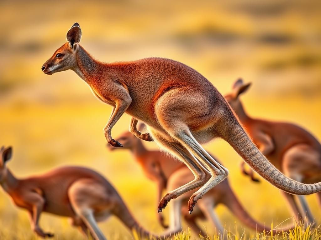 Kangaroos Jumping in Golden Light