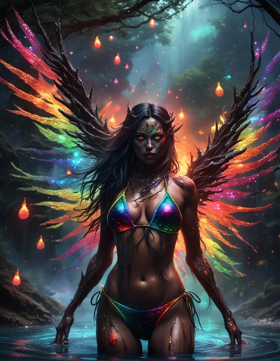 Fiery Fairy in Dark Fantasy Style