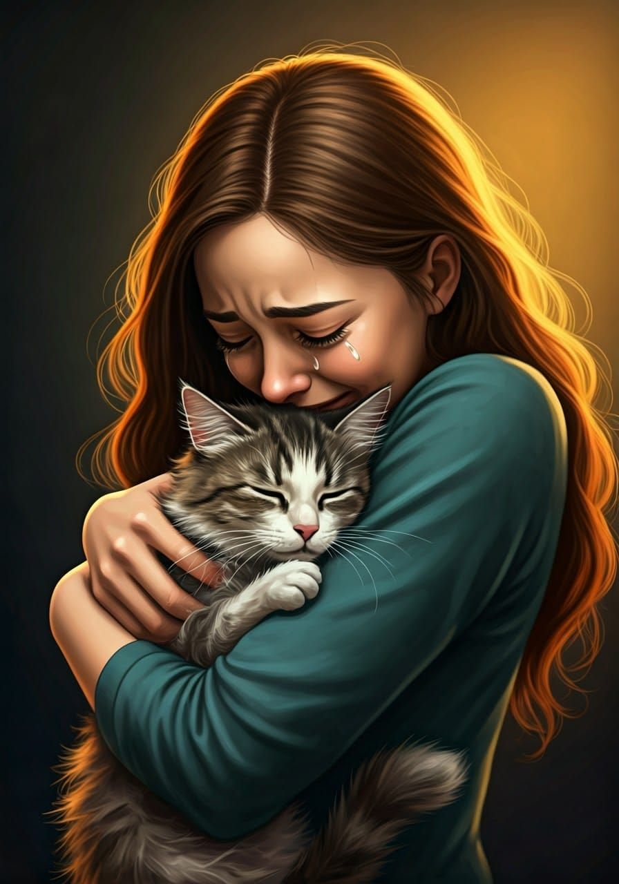 Joyful Reunion of Woman and Adorable Cat