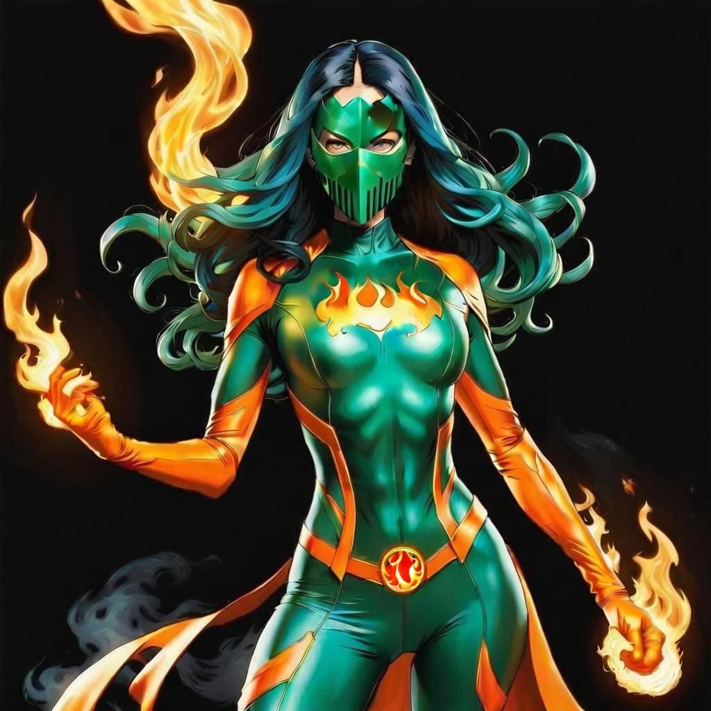 Hyperdetailed Superheroine in Desert Landscape, Oil Painting